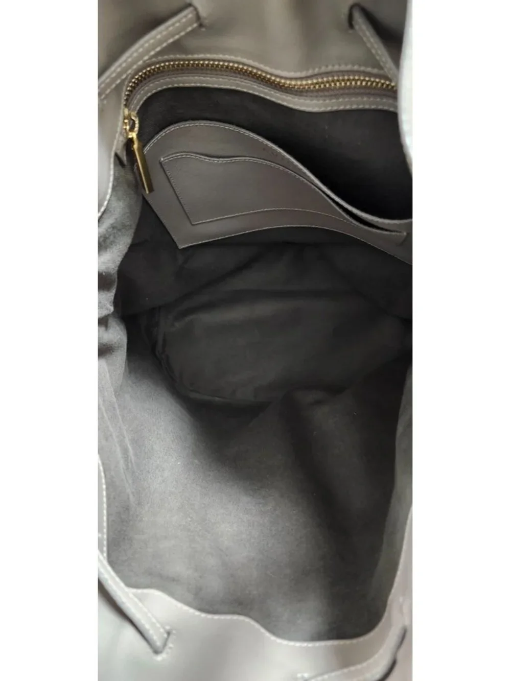 Cuyana Gray Saffiano Leather Bucket Bag Drawstring Shoulder Tote